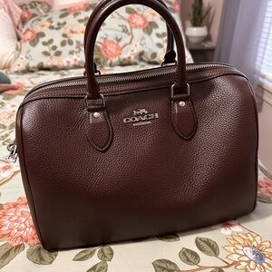 COACH Large Rowan Leather Satchel in MAPLE 🍁